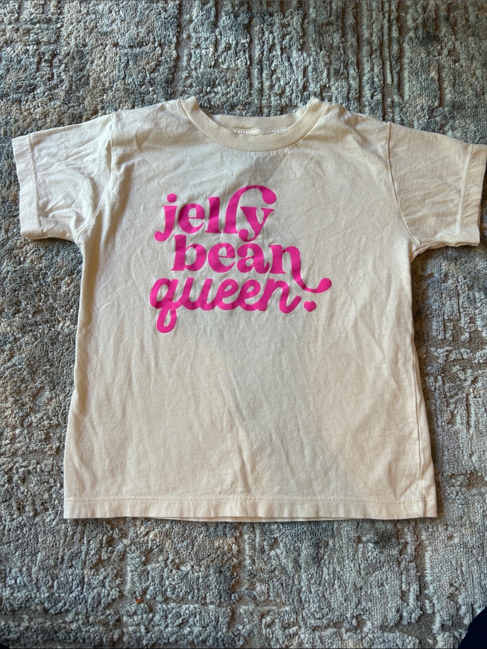 Bella Canvas Cream Kids Tee with Pink "jelly bean queen" Graphic